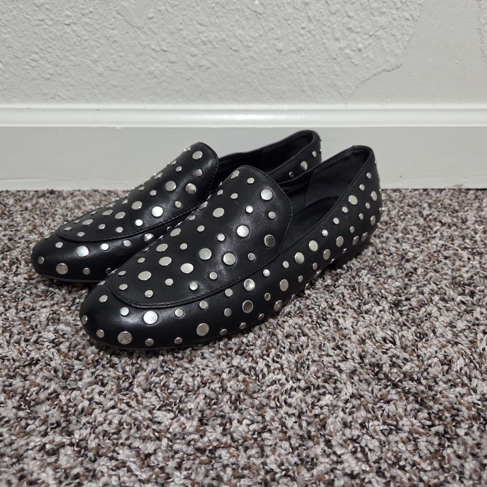 Kenneth Cole New York Black and Silver Studded Flats